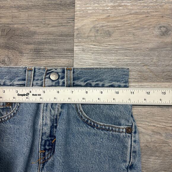 Vintage Levis 550 Red Tab Blue Boy 10 22" Relaxed Fit Slim Stonewash Jean Shorts - Picture 6 of 11